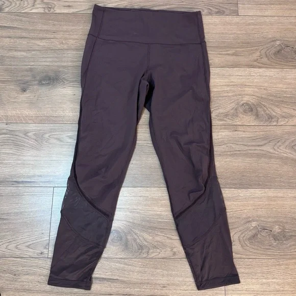 Lululemon Fresh In Mesh Tight (25") Pelt purple maroon leggings mesh - Picture 7 of 12